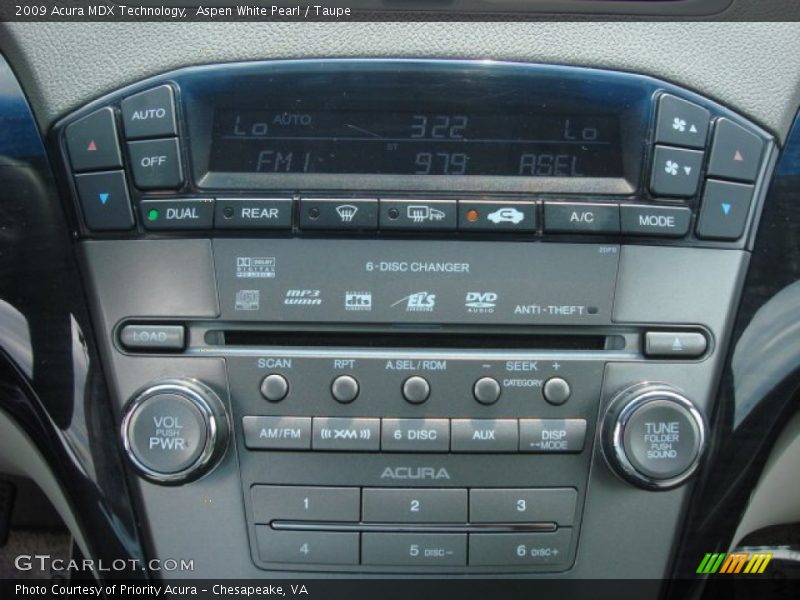 Aspen White Pearl / Taupe 2009 Acura MDX Technology