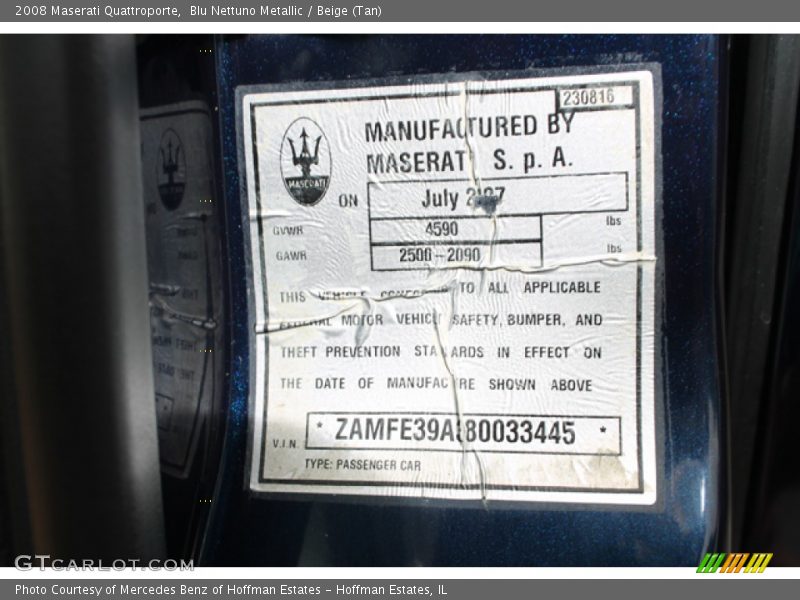 Blu Nettuno Metallic / Beige (Tan) 2008 Maserati Quattroporte
