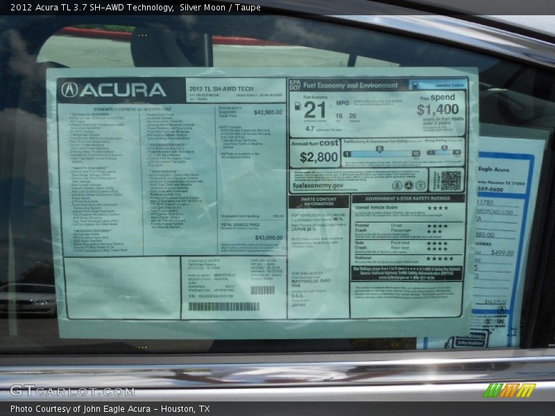 Silver Moon / Taupe 2012 Acura TL 3.7 SH-AWD Technology