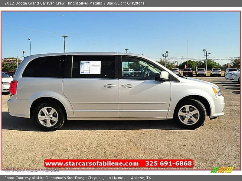 Bright Silver Metallic / Black/Light Graystone 2012 Dodge Grand Caravan Crew