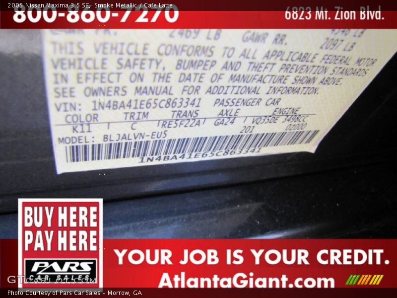 Smoke Metallic / Cafe Latte 2005 Nissan Maxima 3.5 SE