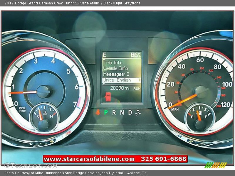 Bright Silver Metallic / Black/Light Graystone 2012 Dodge Grand Caravan Crew