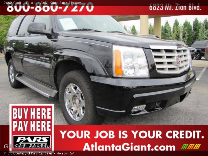 Sable Black / Pewter 2002 Cadillac Escalade AWD