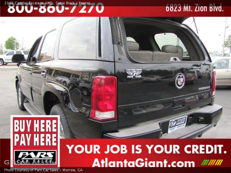 Sable Black / Pewter 2002 Cadillac Escalade AWD