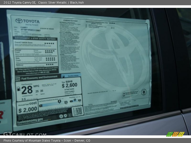 Classic Silver Metallic / Black/Ash 2012 Toyota Camry SE