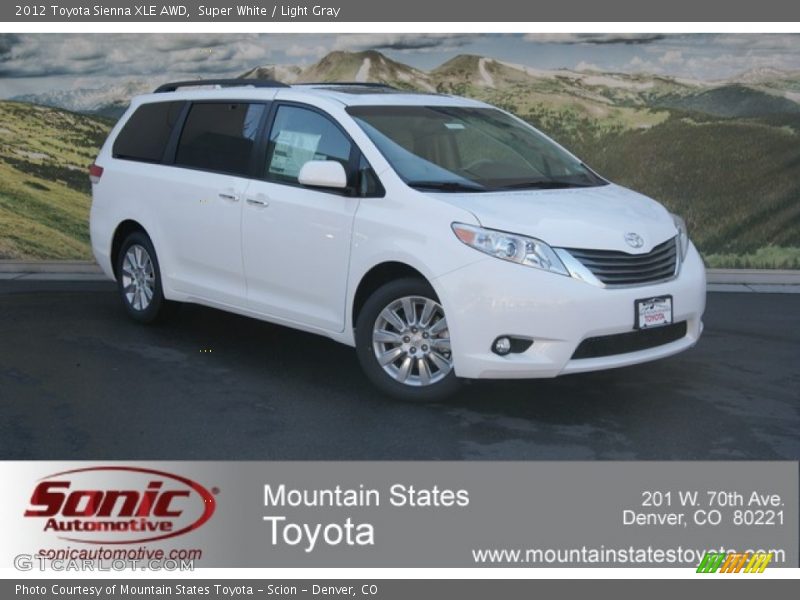 Super White / Light Gray 2012 Toyota Sienna XLE AWD