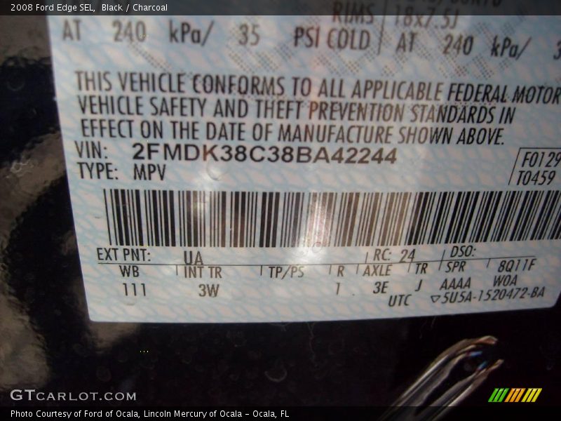 Black / Charcoal 2008 Ford Edge SEL