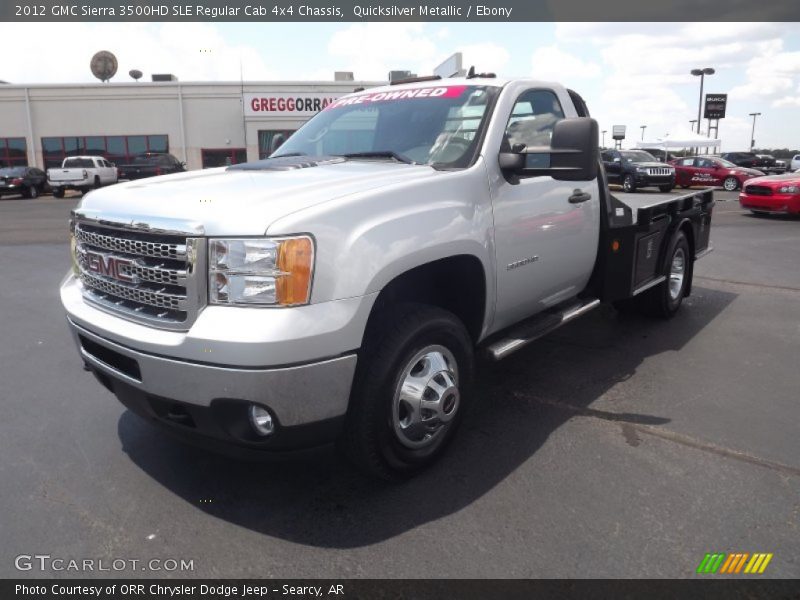 Quicksilver Metallic / Ebony 2012 GMC Sierra 3500HD SLE Regular Cab 4x4 Chassis