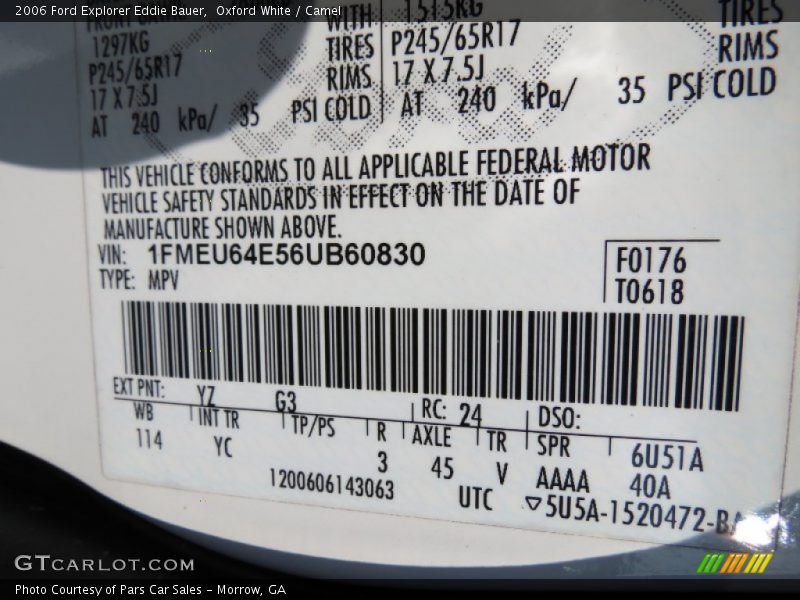 Oxford White / Camel 2006 Ford Explorer Eddie Bauer