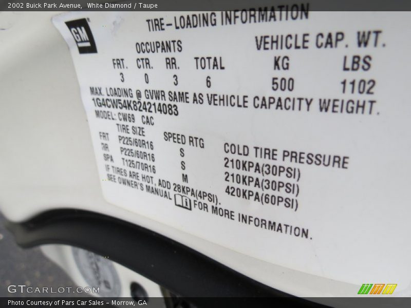 White Diamond / Taupe 2002 Buick Park Avenue