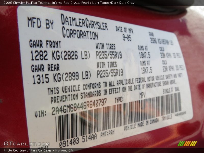 Inferno Red Crystal Pearl / Light Taupe/Dark Slate Gray 2006 Chrysler Pacifica Touring