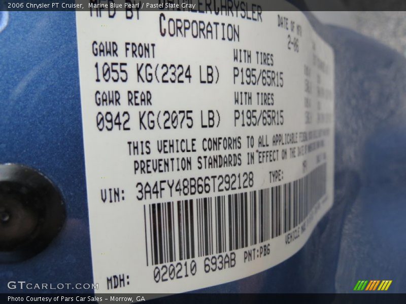 Marine Blue Pearl / Pastel Slate Gray 2006 Chrysler PT Cruiser