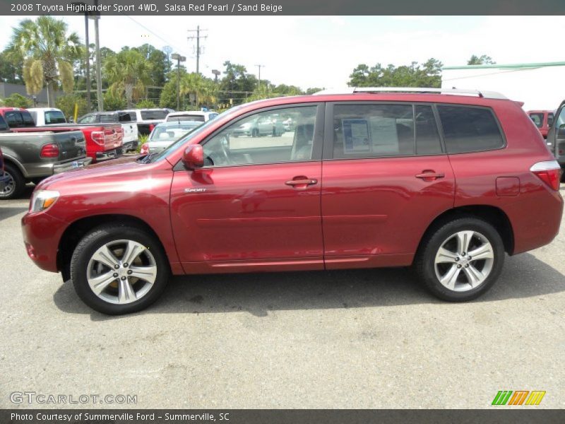 Salsa Red Pearl / Sand Beige 2008 Toyota Highlander Sport 4WD