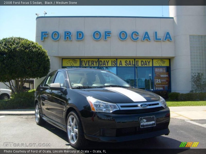 Black / Medium Stone 2008 Ford Focus S Sedan
