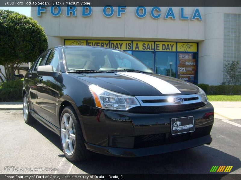 Black / Medium Stone 2008 Ford Focus S Sedan