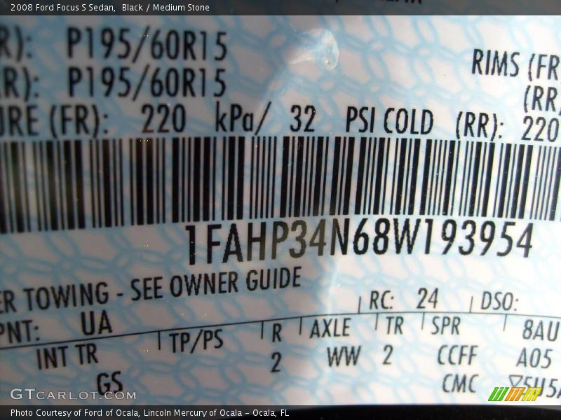 Black / Medium Stone 2008 Ford Focus S Sedan