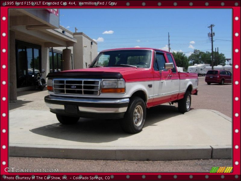 Vermillion Red / Gray 1995 Ford F150 XLT Extended Cab 4x4
