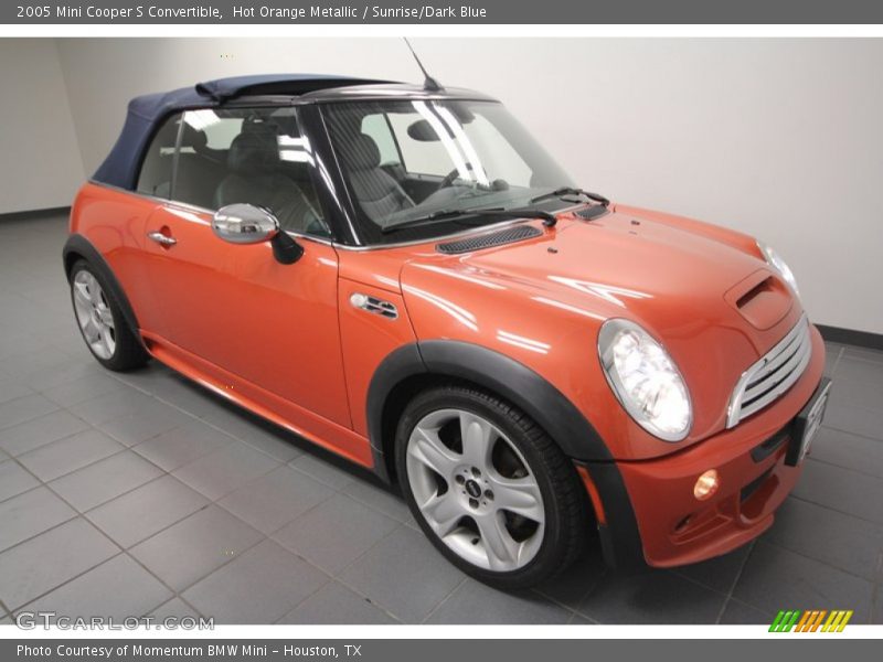 Hot Orange Metallic / Sunrise/Dark Blue 2005 Mini Cooper S Convertible