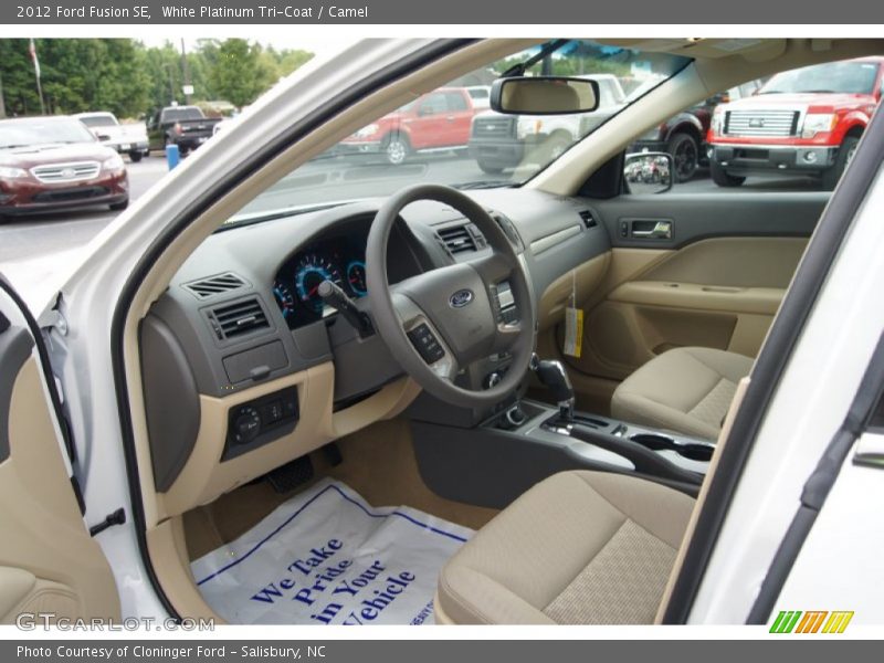 White Platinum Tri-Coat / Camel 2012 Ford Fusion SE