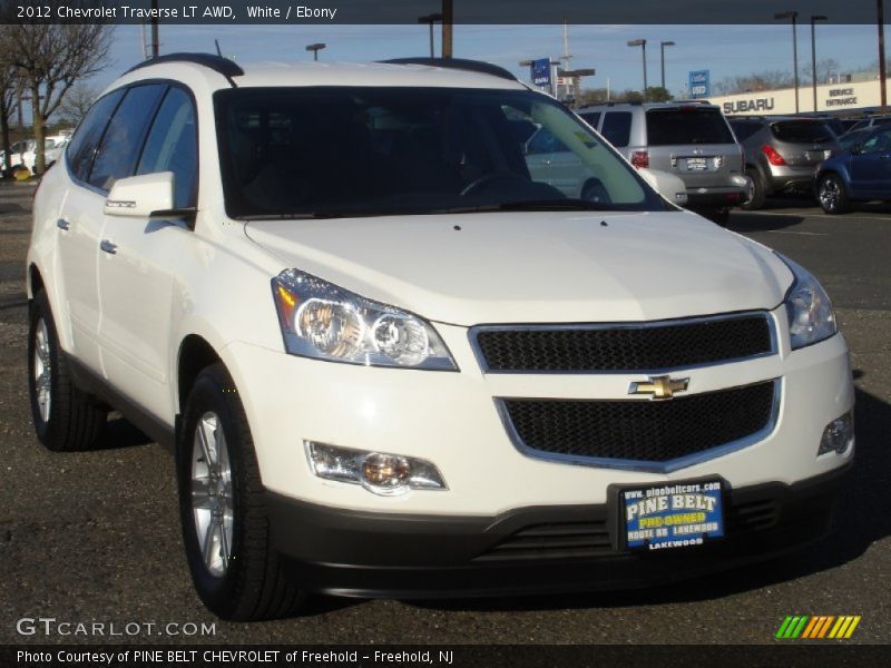 White / Ebony 2012 Chevrolet Traverse LT AWD