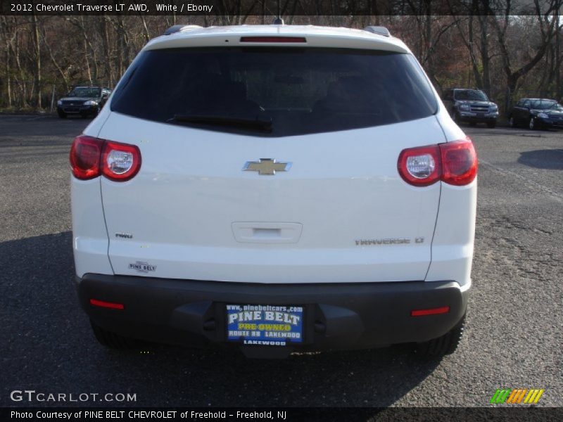 White / Ebony 2012 Chevrolet Traverse LT AWD