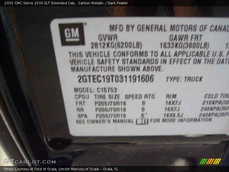 Carbon Metallic / Dark Pewter 2003 GMC Sierra 1500 SLT Extended Cab