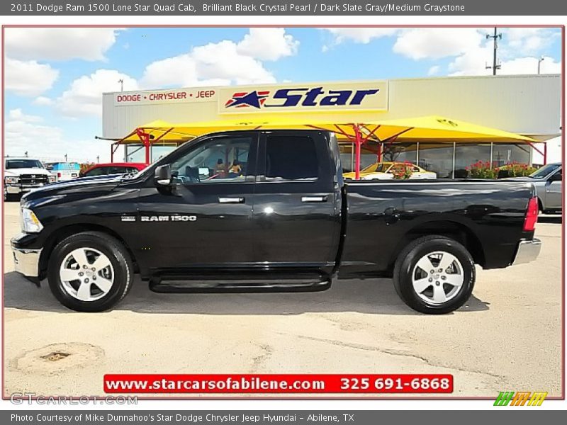 Brilliant Black Crystal Pearl / Dark Slate Gray/Medium Graystone 2011 Dodge Ram 1500 Lone Star Quad Cab