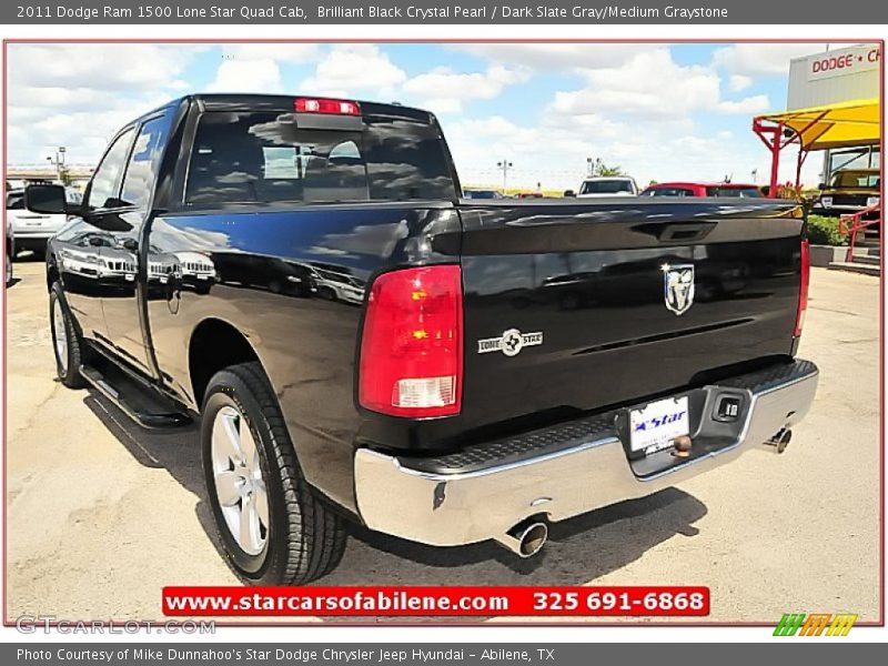 Brilliant Black Crystal Pearl / Dark Slate Gray/Medium Graystone 2011 Dodge Ram 1500 Lone Star Quad Cab