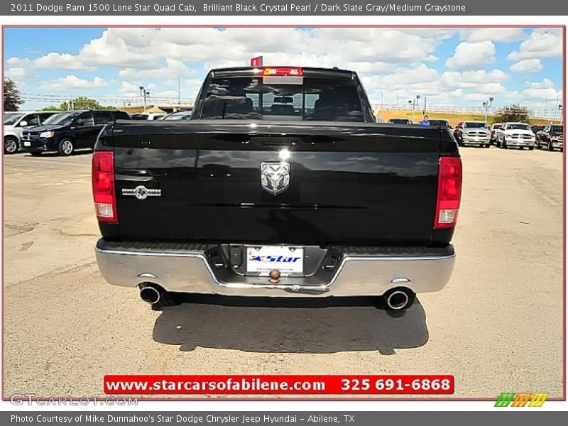 Brilliant Black Crystal Pearl / Dark Slate Gray/Medium Graystone 2011 Dodge Ram 1500 Lone Star Quad Cab