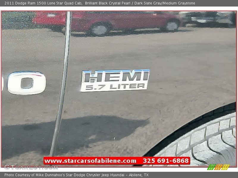 Brilliant Black Crystal Pearl / Dark Slate Gray/Medium Graystone 2011 Dodge Ram 1500 Lone Star Quad Cab