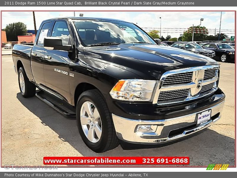 Brilliant Black Crystal Pearl / Dark Slate Gray/Medium Graystone 2011 Dodge Ram 1500 Lone Star Quad Cab