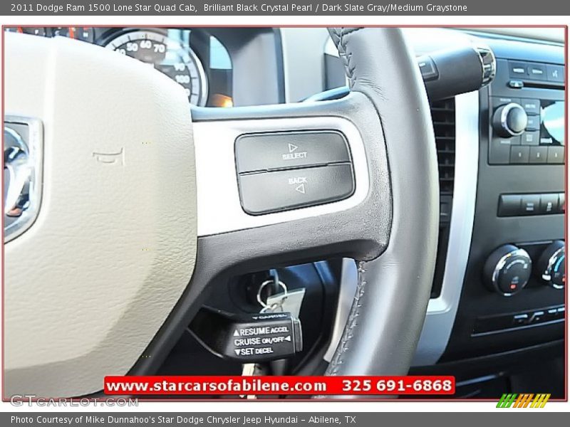 Brilliant Black Crystal Pearl / Dark Slate Gray/Medium Graystone 2011 Dodge Ram 1500 Lone Star Quad Cab