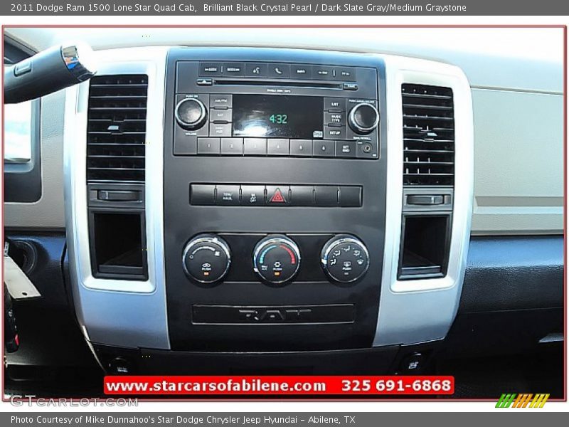 Brilliant Black Crystal Pearl / Dark Slate Gray/Medium Graystone 2011 Dodge Ram 1500 Lone Star Quad Cab