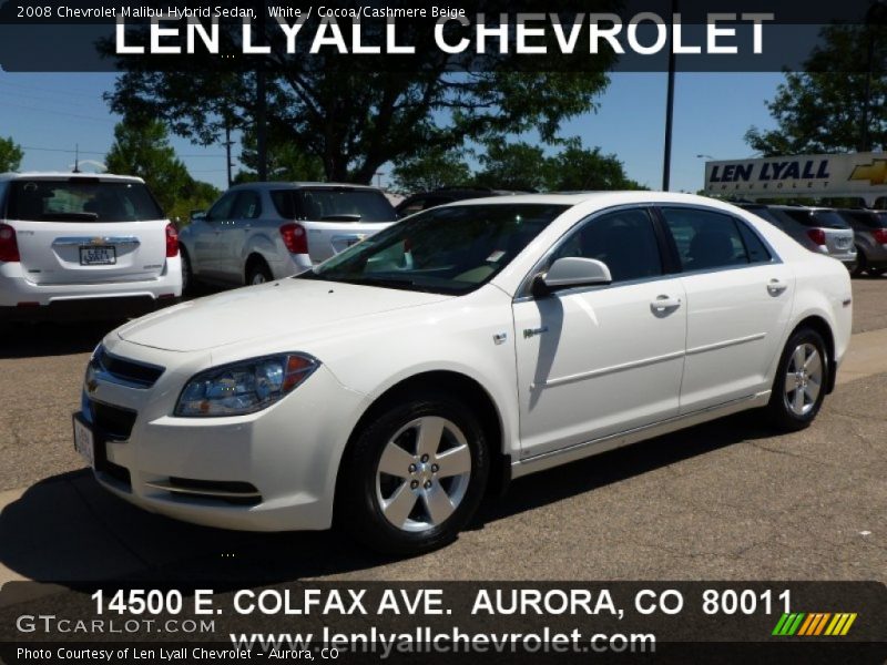 White / Cocoa/Cashmere Beige 2008 Chevrolet Malibu Hybrid Sedan