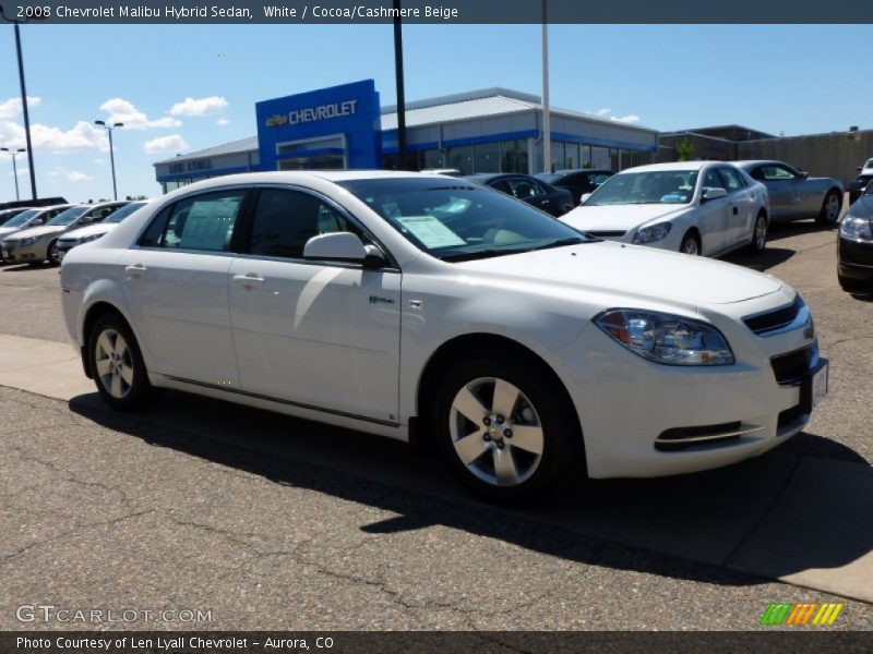 White / Cocoa/Cashmere Beige 2008 Chevrolet Malibu Hybrid Sedan