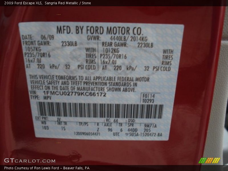 Sangria Red Metallic / Stone 2009 Ford Escape XLS