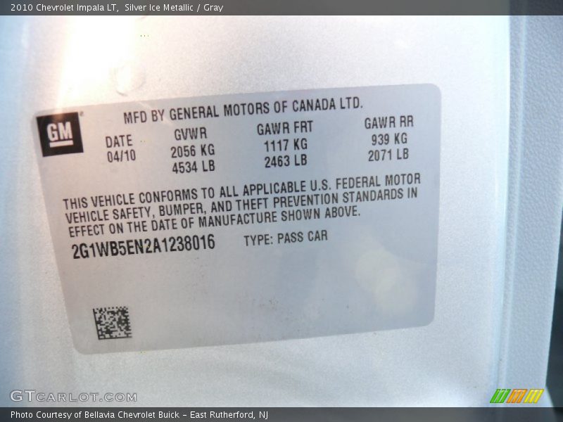 Silver Ice Metallic / Gray 2010 Chevrolet Impala LT