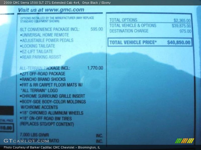 Onyx Black / Ebony 2009 GMC Sierra 1500 SLT Z71 Extended Cab 4x4