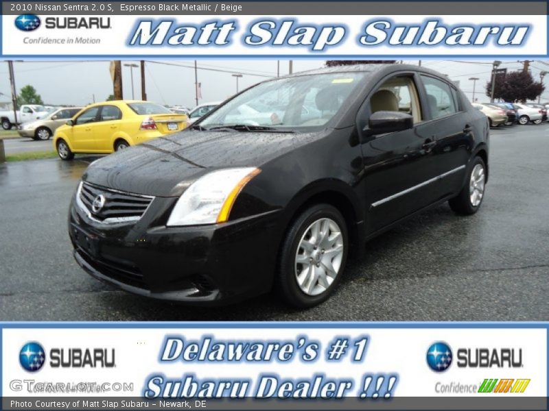 Espresso Black Metallic / Beige 2010 Nissan Sentra 2.0 S