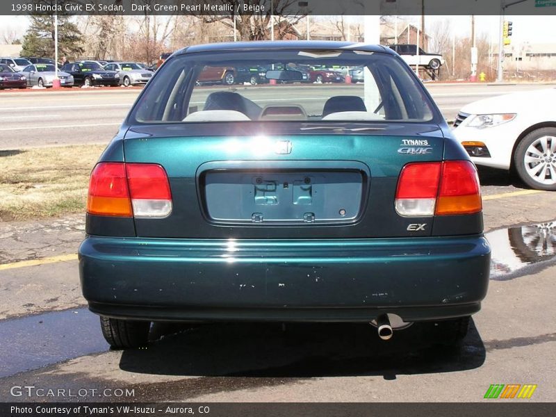 Dark Green Pearl Metallic / Beige 1998 Honda Civic EX Sedan