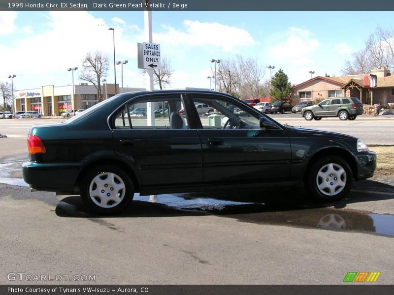 Dark Green Pearl Metallic / Beige 1998 Honda Civic EX Sedan