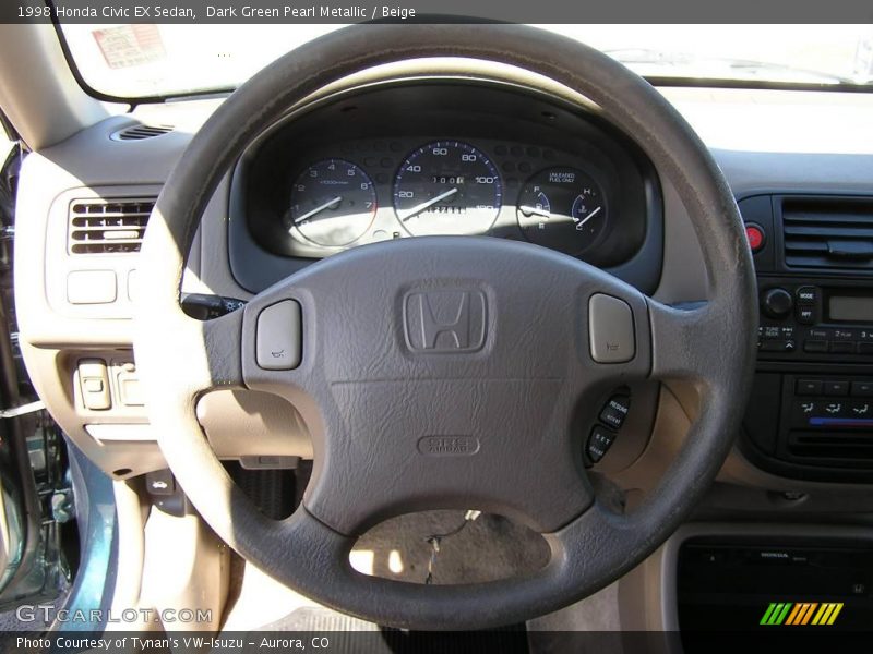 Dark Green Pearl Metallic / Beige 1998 Honda Civic EX Sedan