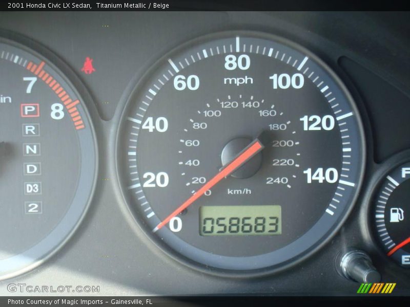 Titanium Metallic / Beige 2001 Honda Civic LX Sedan