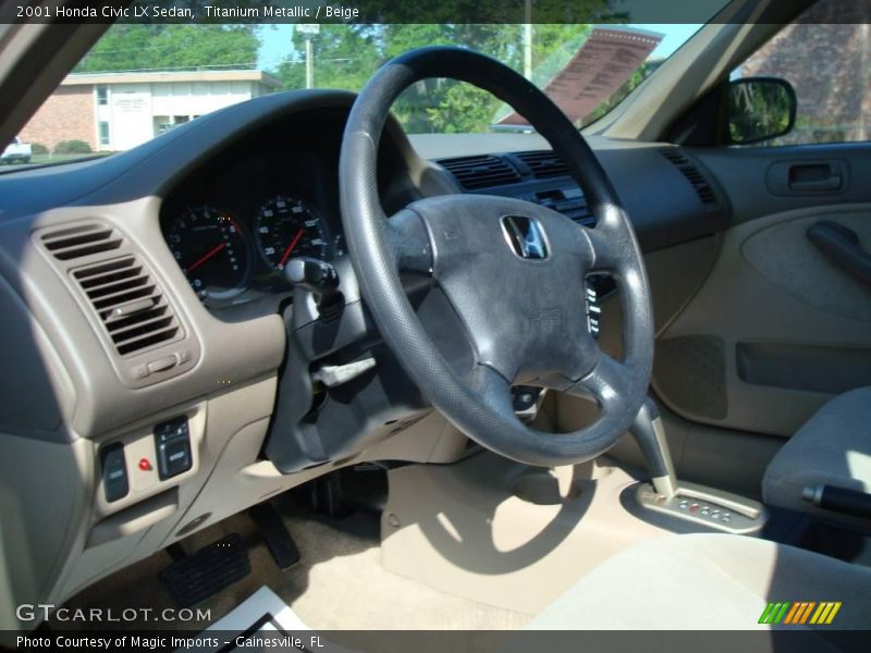 Titanium Metallic / Beige 2001 Honda Civic LX Sedan