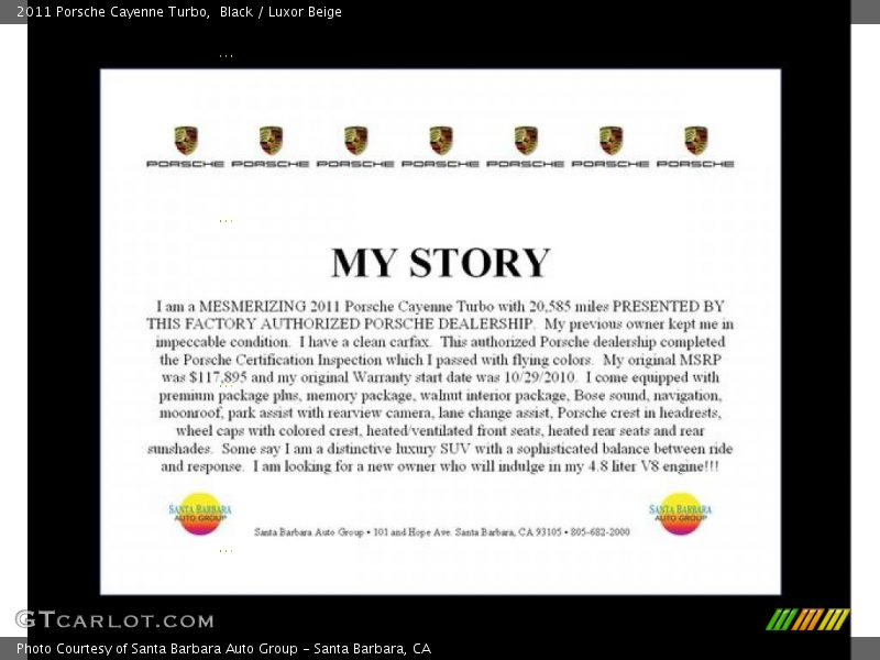 Black / Luxor Beige 2011 Porsche Cayenne Turbo
