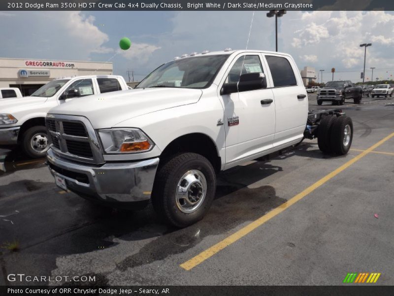 Bright White / Dark Slate/Medium Graystone 2012 Dodge Ram 3500 HD ST Crew Cab 4x4 Dually Chassis