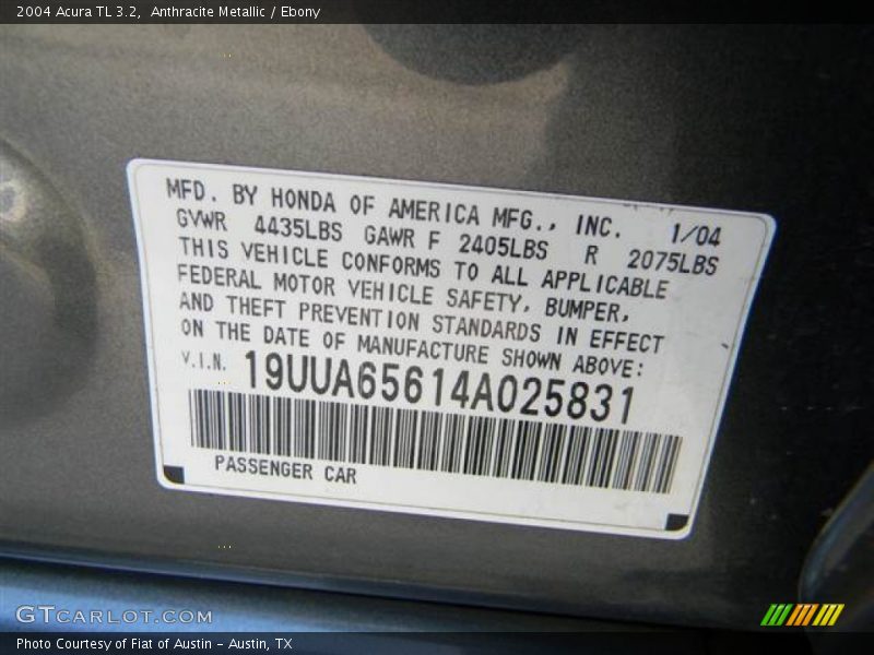 Info Tag of 2004 TL 3.2