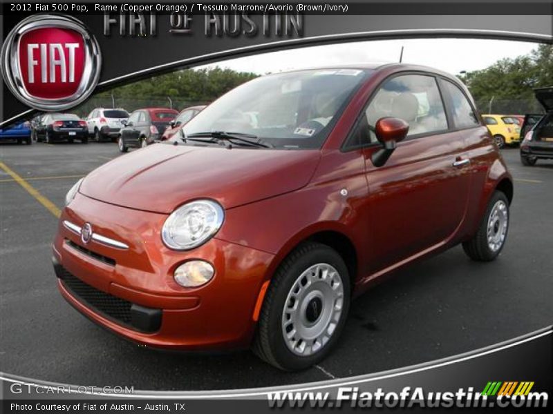 Rame (Copper Orange) / Tessuto Marrone/Avorio (Brown/Ivory) 2012 Fiat 500 Pop