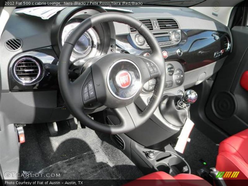 Nero (Black) / Pelle Rosso/Nera (Red/Black) 2012 Fiat 500 c cabrio Lounge