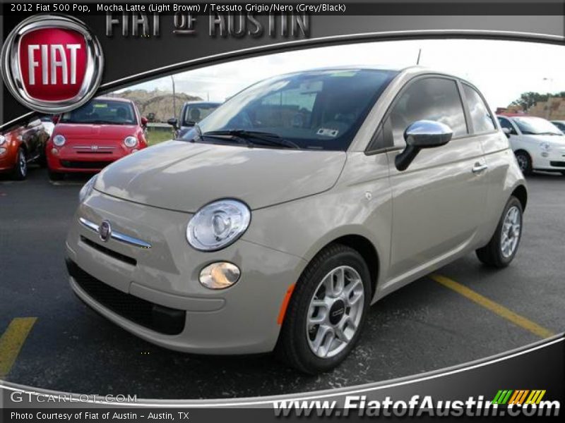 Mocha Latte (Light Brown) / Tessuto Grigio/Nero (Grey/Black) 2012 Fiat 500 Pop